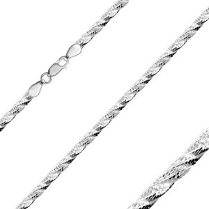 Stříbrný 925 řetízek - tři propletené pásky, hadí vzor, karabinka