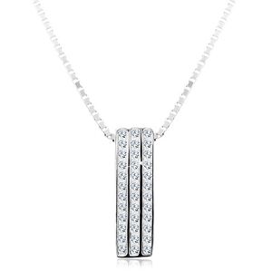 Stříbrný náhrdelník 925, blýskavý přívěsek - tři svislé zirkonové linie