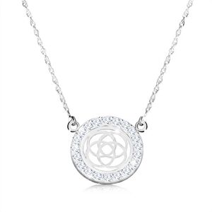 Stříbrný náhrdelník 925 - čtyřcípý keltský uzel v zirkonovém kruhu, jemný řetízek