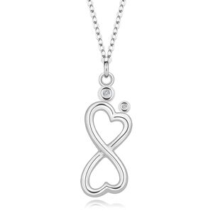 Stříbrný náhrdelník 925 - diamanty, srdíčkový symbol nekonečna