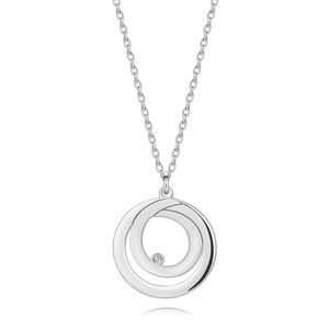 Stříbrný náhrdelník 925 - obrys kruhu se smyčkou uvnitř, čirý briliant