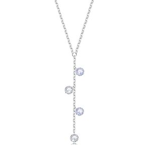Stříbrný náhrdelník 925 - tenký řetízek, čiré a levandulové zirkony