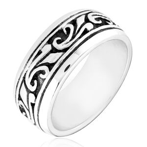 Stříbrný prsten 925 s vyřezávaným ornamentem - Velikost: 59