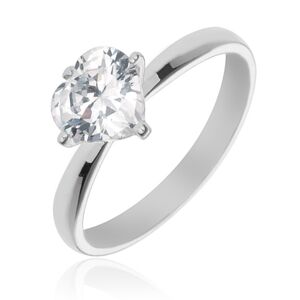 Stříbrný prsten 925 s vystouplým čirým zirkonovým srdcem - Velikost: 55