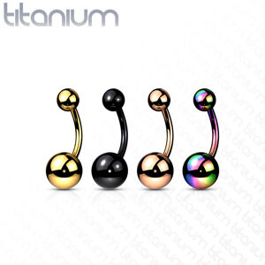 Titanový piercing do pupíku - jednoduché kuličky, různé barvy, PVD - Barva: Duhová
