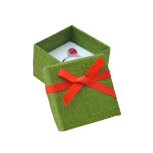 Vánoční krabička na šperky - zelený čtverec s červenou mašlí