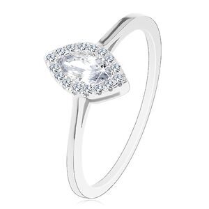 Zásnubní prsten, stříbro 925, čiré zirkonové zrnko s třpytivou obrubou - Velikost: 49