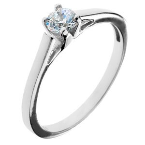Zásnubní prsten ze stříbra 925 - kulatý zirkon v kalichu - Velikost: 56