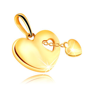 Zlatý 14K přívěsek s obrysem srdce - malé srdíčko na řetízku