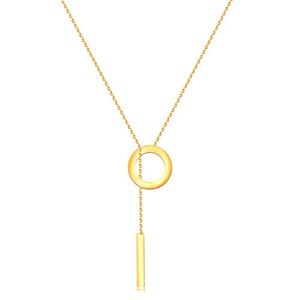 Zlatý náhrdelník 375 - kroužek a visící obdélník na řetízku z oválných oček