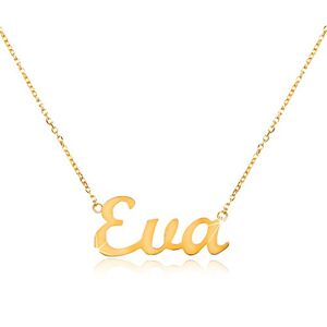 Zlatý náhrdelník 585 se jménem Eva, jemný nastavitelný řetízek