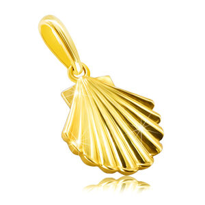 Zlatý přívěsek ze 9K žlutého zlata - mořská mušle, lesklý a hladký povrch